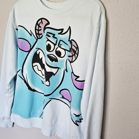 Disney Parks Monsters Inc Sweatshirt Womens Large Artist Sketch Light Blue‎ - Picture 2 of 9